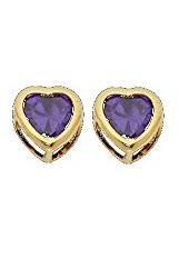 charming yellow gold purple baby birthstone earrings